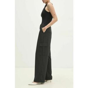 Answear Lab pantaloni femei, culoarea negru, drept, high waist imagine