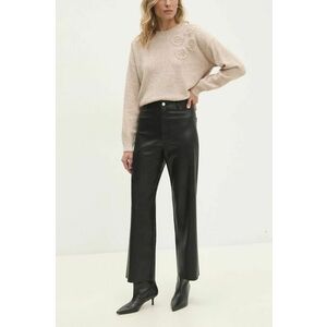 Answear Lab pantaloni femei, culoarea negru, evazati, high waist imagine