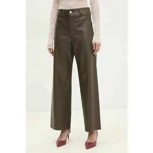 Answear Lab pantaloni femei, culoarea verde, evazati, high waist imagine