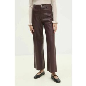 Answear Lab pantaloni femei, culoarea bordo, evazati, high waist imagine