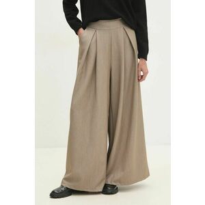 Answear Lab pantaloni femei, culoarea bej, lat, high waist imagine