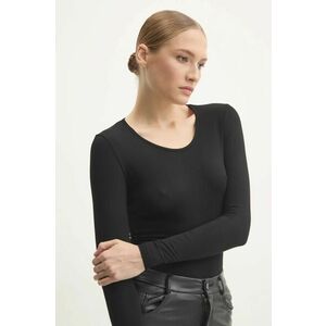 Answear Lab longsleeve din mătase culoarea negru imagine