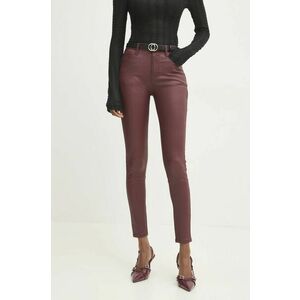 Answear Lab pantaloni femei, culoarea bordo, mulata, high waist imagine