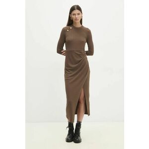 Answear Lab rochie culoarea maro, midi, drept imagine