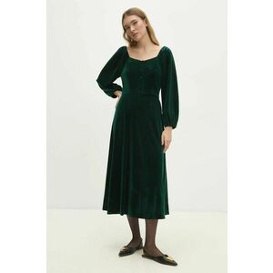 Answear Lab rochie de catifea culoarea verde, midi, evazati imagine