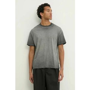 Solid tricou din bumbac barbati, culoarea negru, neted, 21108453-194008 imagine