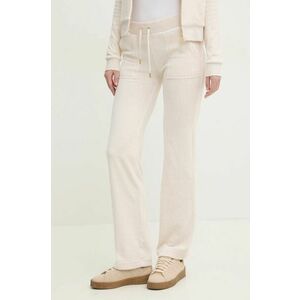 Juicy Couture pantaloni de trening din velur DEL RAY GOLD HW culoarea bej, melanj, JCAP180G imagine