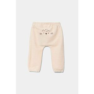 United Colors of Benetton pantaloni de trening din velur pentru copii culoarea bej, neted, 3MCDAF020 imagine