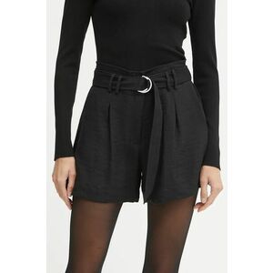 Morgan pantaloni scurti SHANZI femei, culoarea negru, neted, high waist, SHANZI imagine