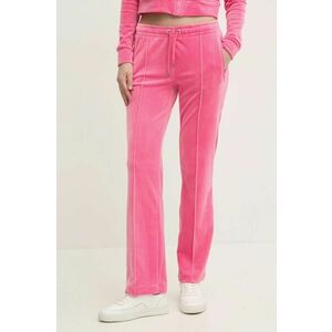 Juicy Couture pantaloni de trening din velur TINA TRACK PANT culoarea roz, cu imprimeu, JCAPW045 imagine