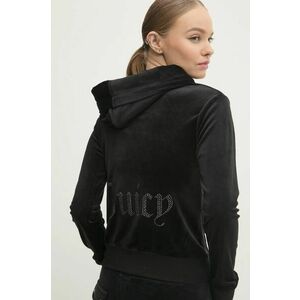 Juicy Couture bluză din velur ROBERTSON JEWELLED VELOUR HOODIE culoarea negru, cu glugă, neted, JCBAS224814 imagine