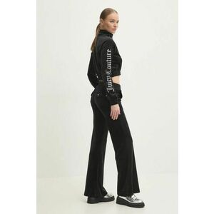 Juicy Couture bluză din velur TASHA LOGO TRACKTOP culoarea negru, neted, JCWCT24305 imagine