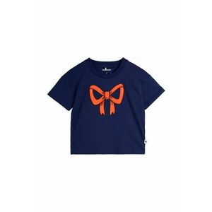 Mini Rodini tricou de bumbac pentru copii Bow culoarea albastru marin, 2512012860 imagine