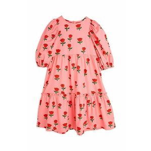 Mini Rodini rochie din bumbac pentru copii Roses culoarea roz, mini, evazati, 2515010528 imagine