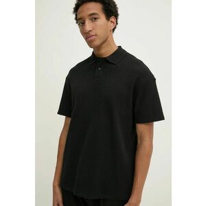 Solid polo de bumbac culoarea negru, neted, 21108419-194008 imagine