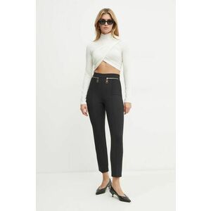 Elisabetta Franchi pantaloni femei, culoarea negru, mulata, high waist, PA03646E2 imagine