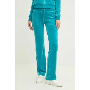 Juicy Couture pantaloni de trening din velur DEL RAY PANT culoarea verde, neted, JCAP180 imagine