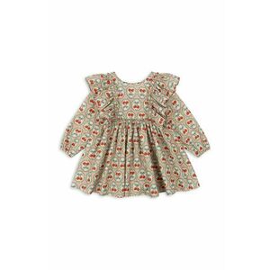 Konges Sløjd rochie din bumbac pentru copii EVIA LS BOW DRESS GOTS culoarea bej, mini, evazati, KS101964 imagine