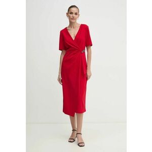 Dkny rochie culoarea rosu, midi, evazati, DD4H1B66 imagine