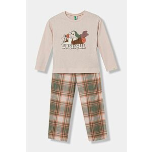 United Colors of Benetton pijamale de bumbac pentru copii culoarea bej, cu imprimeu, 34NB0P07L imagine