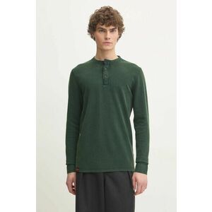 Superdry longsleeve din bumbac culoarea verde, neted, M6010845A-27E imagine