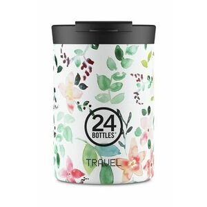 24bottles cana termica Travel Tumbler 350 ml Little Buds culoarea alb, Travel.350.LittleBuds imagine