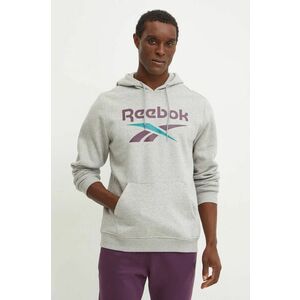 Reebok bluza barbati, culoarea gri, cu glugă, cu imprimeu, 100206026 imagine