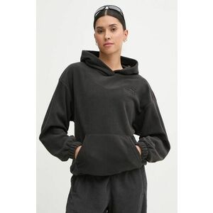 Puma hanorac fleece culoarea negru, cu glugă, neted, 681529 imagine