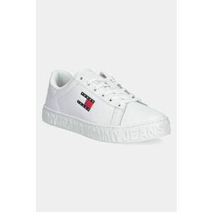 Tommy Jeans sneakers din piele TJW LOGO SNEAKER ESS culoarea alb, EN0EN02703 imagine