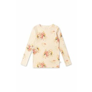 Konges Sløjd longsleeve din bumbac pentru copii MINNIE GLITTER BLOUSE GOTS culoarea bej, KS102053 imagine