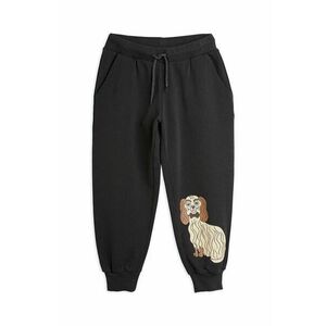 Mini Rodini pantaloni de trening din bumbac pentru copii Dashing dog culoarea negru, cu imprimeu, 1100005899 imagine