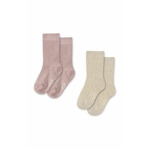 Konges Sløjd sosete copii 2 PACK RIB GLITTER SOCKS 2-pack culoarea roz, KS101856 imagine