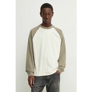 Hollister Co. longsleeve din bumbac culoarea bej, neted, KI324-4170 imagine