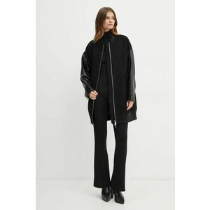 MICHAEL Michael Kors jacheta bomber din lana culoarea negru, de tranzitie, oversize, MF420FPBQA imagine