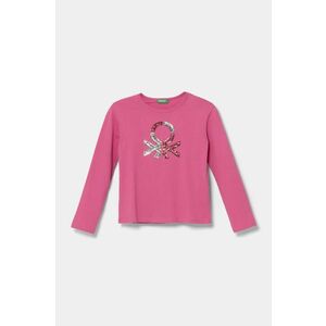 United Colors of Benetton longsleeve din bumbac pentru copii culoarea roz, 3ATNC10L0 imagine