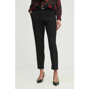 Sisley pantaloni femei, culoarea negru, mulata, high waist, 45PKLF05Z imagine