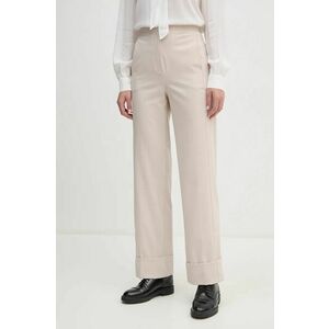 Sisley pantaloni din lana culoarea bej, drept, high waist, 4JYQLF061 imagine