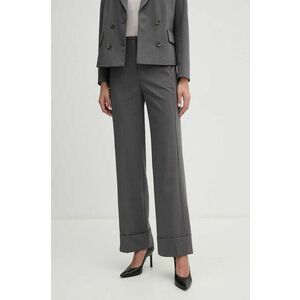 Sisley pantaloni din lana culoarea gri, drept, high waist, 4JYQLF061 imagine