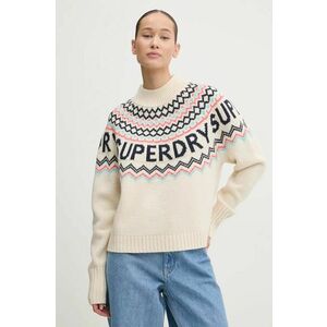 Superdry pulover din amestec de lana femei, culoarea bej, W6110555A-B9Q imagine