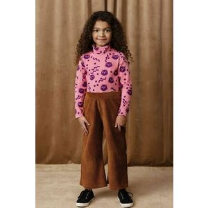 Mini Rodini longsleeve din bumbac pentru copii Squiggly cats culoarea roz, cu turtleneck, 2512012028 imagine