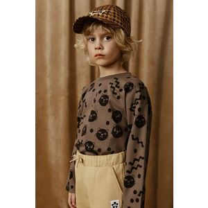 Mini Rodini longsleeve din bumbac pentru copii Squiggly cats culoarea maro, 2512011316 imagine