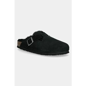 Birkenstock papuci din piele Boston Corduroy Shearling femei, culoarea negru, 1028400 imagine