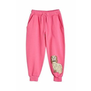 Mini Rodini pantaloni de trening din bumbac pentru copii Dashing dog culoarea roz, cu imprimeu, 1100005828 imagine