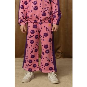 Mini Rodini pantaloni de trening din bumbac pentru copii Squiggly cats culoarea roz, modelator, 2513011828 imagine