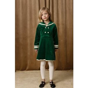 Mini Rodini rochie din bumbac pentru copii Sailor culoarea verde, mini, evazati, 2515010975 imagine