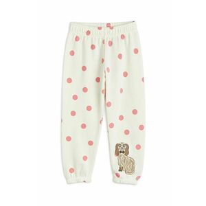 Mini Rodini pantaloni de trening din bumbac pentru copii Dashing dog culoarea alb, modelator, 1100006710 imagine