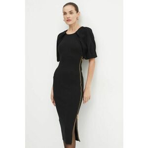 Elisabetta Franchi rochie culoarea negru, midi, mulata, AM22M47E2 imagine