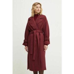 Answear Lab palton de lana culoarea bordo, de tranzitie, oversize imagine