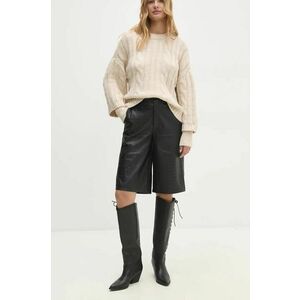 Answear Lab pantaloni scurti femei, culoarea negru, neted, high waist imagine