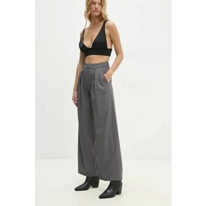 Answear Lab pantaloni femei, culoarea gri, lat, high waist imagine